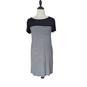 Forever 21 Essentials Black and White Striped Short Sleeve T-shirt Dress Small